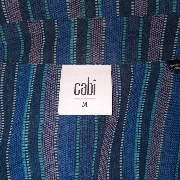 CABI Alex Split Back Sheer Blouse Sz Blue M #3330 EUC - Picture 5 of 6
